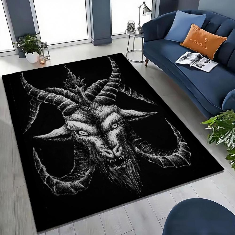 Dark Occult Baphomet Pentagram Art Indoor Rug Thick Nonslip Carpet For Hallway Doorway Kitchen Home Decor Birthday Gift