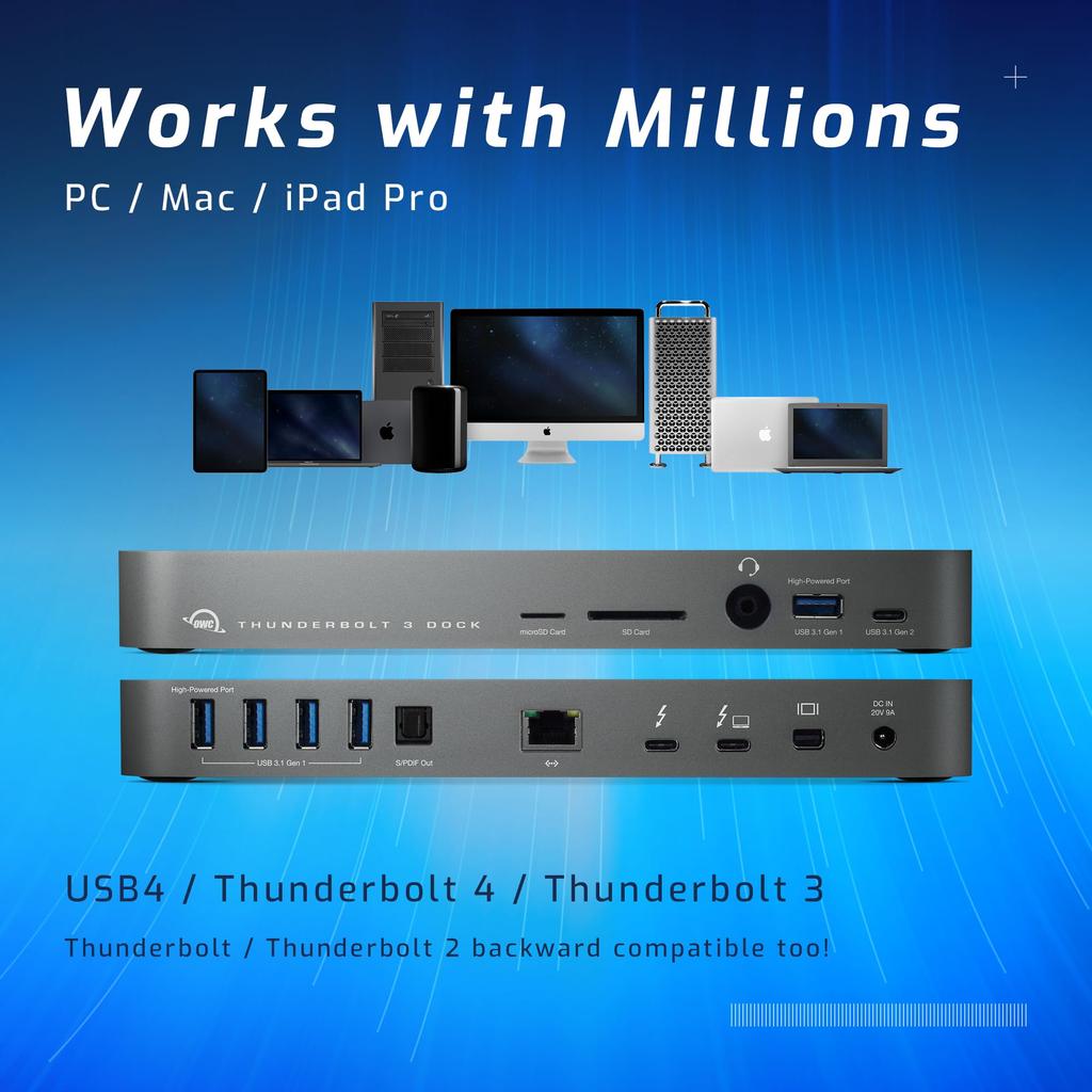 Direkt OWC 14-Port Thunderbolt 3 Dock 14-Port Thunderbolt 3 Dockingstation Kompatibel mit Windows PC Mac Space Grau [OWC Management] (OWC Dock) &