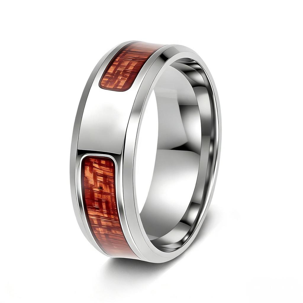 Men's Fashion Titanium Steel Opal Ring with Personalized Laser Engraving Option
