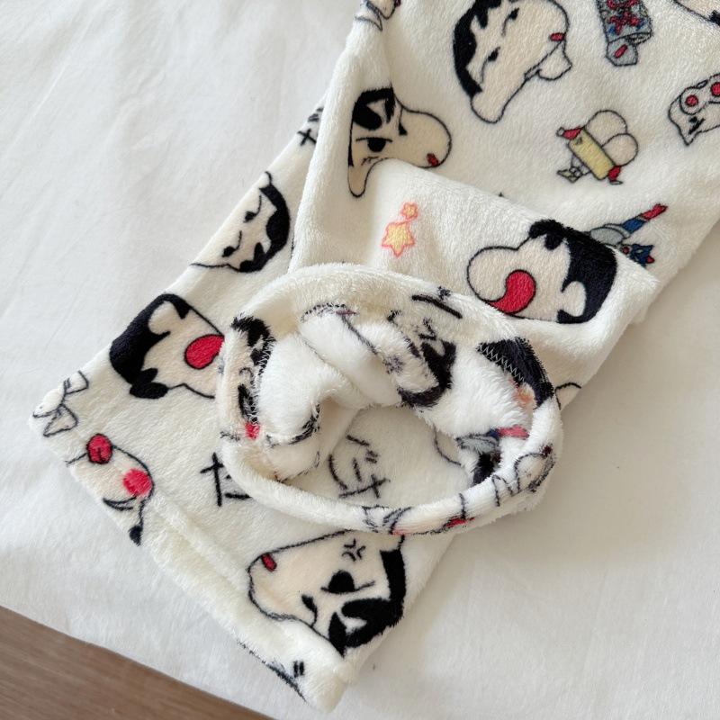 Damen Cartoon Flanell Fleecegefütterte Pyjamahose - Warmer Herbst-/Winterstil