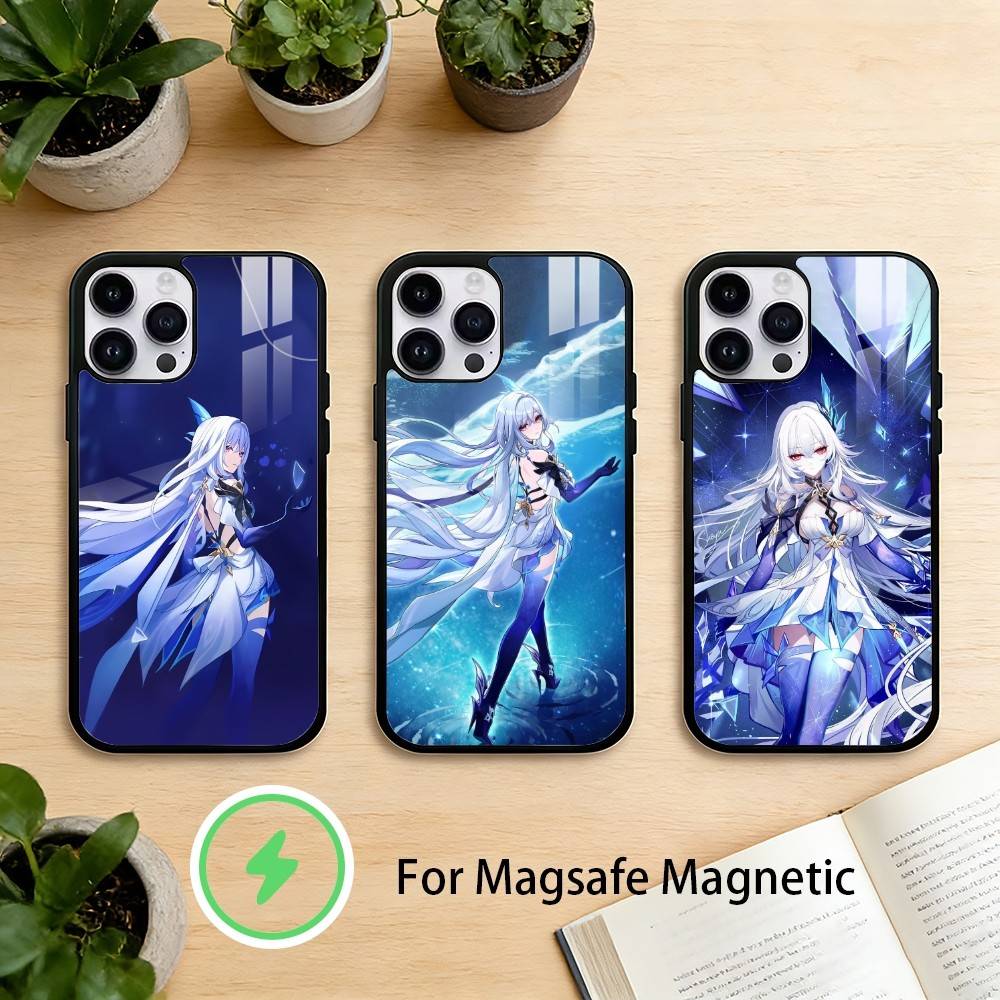 G-Genshin Impact S-Skirk Phone Case For iPhone 17 16 15 14 13 12 Pro Max Plus for Mirror Wireless Magnetic Cover
