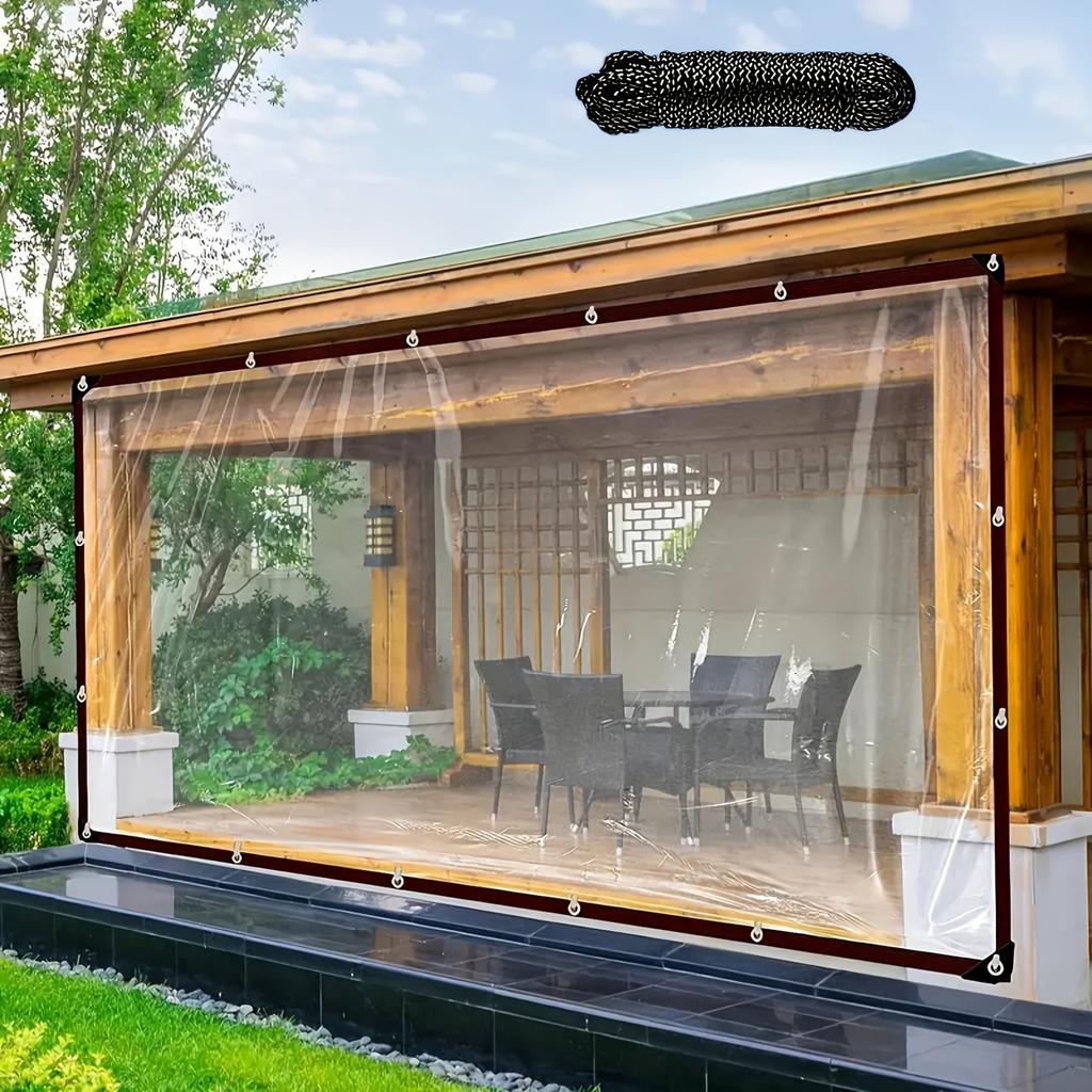 Clear Windproof Tarpaulin w/ Seal Ring. For Garden,Chicken Coop,Camping.Lightweight,Durable & Waterproof. Perfect Outdoor Cover!