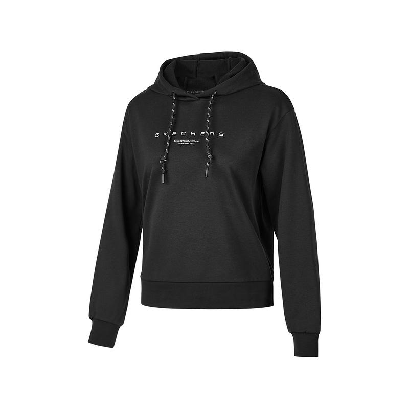 Skechers Comfort Sports Series Knitted Hooded Pullover Sweatshirt Women sweatshirt Carbon-Black P424W012-0018 S