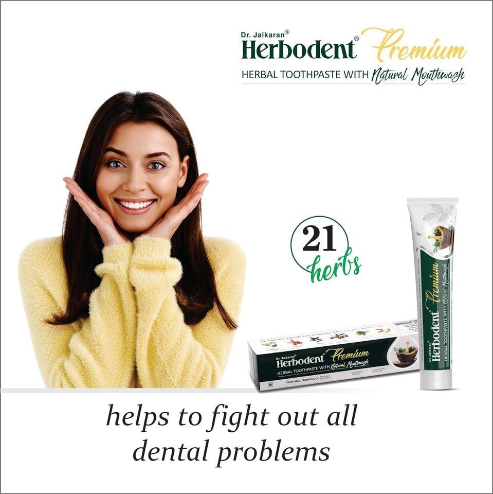 Pack of 3 X Dr. Jaikaran Herbodent Premium Complete Herbal Toothpaste 100 Gm