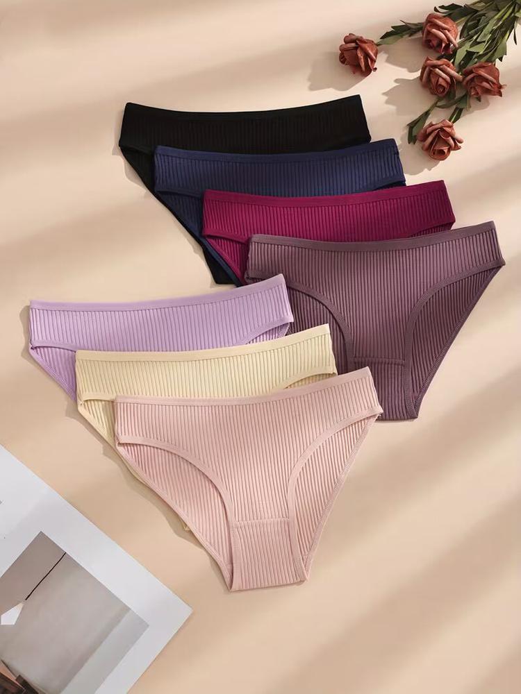 Set de 7 Piezas Bragas Rayadas para Mujer Ropa Interior Femenina Cintura Baja Algodón Sexy Lisas Ropa Interior Femenina Lencería S-XXL