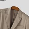 INCERUN Oversized Men Long Sleeve Striped Cutout Irregular Cropped Coats Blazer