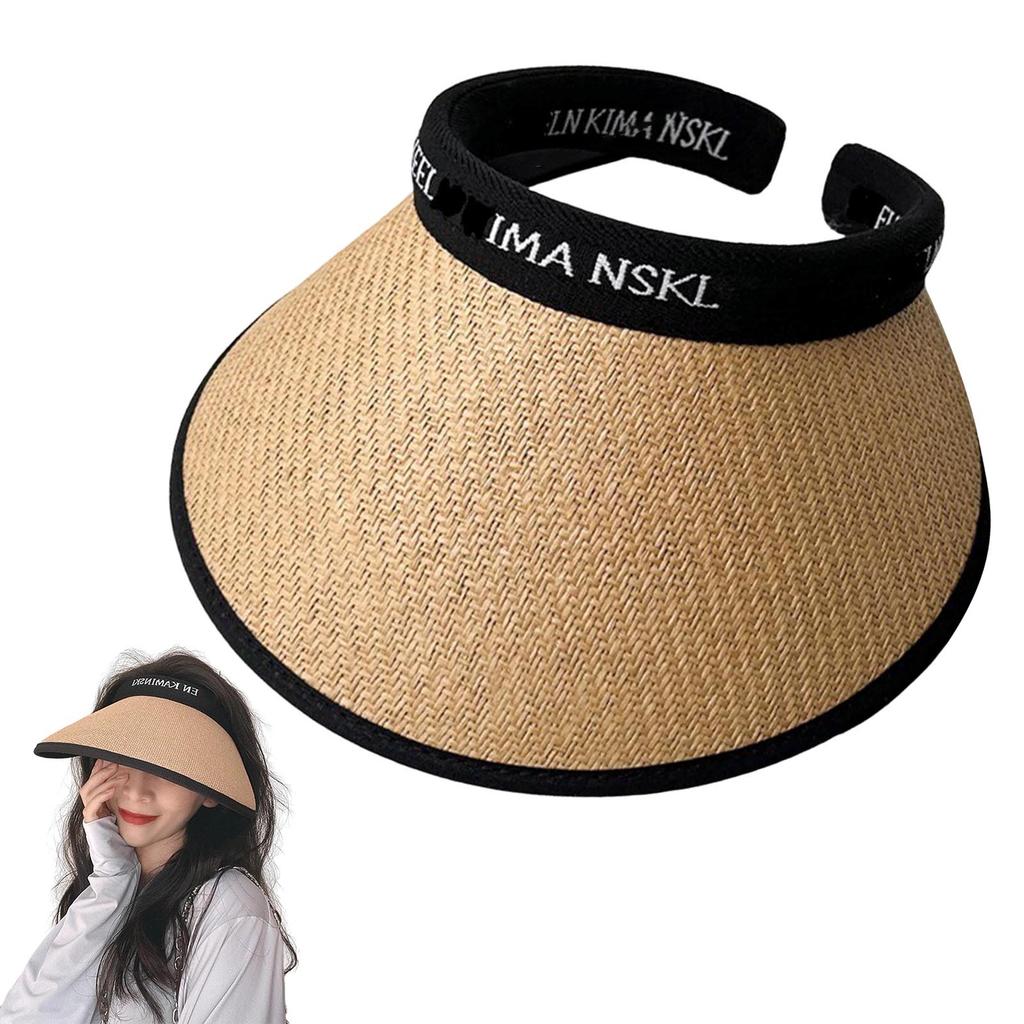 Beach travel sun visor hat for women wide brim UV protection breathable open top summer cap for hiking fishing cycling