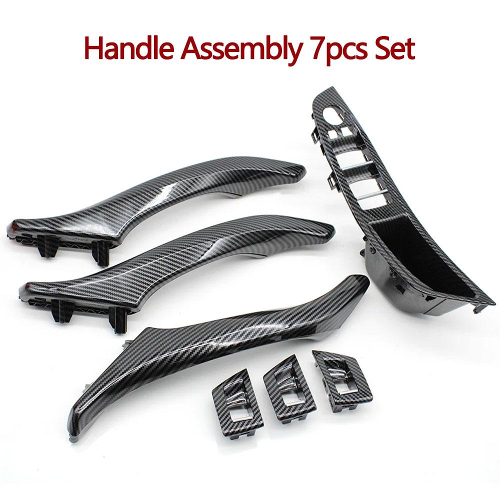 LHD RHD Carbon Fiber Interior Door Pull Handle 7PCS Set For BMW 5 Series F10 F11 F18 520i 523i 525i 528i 535i