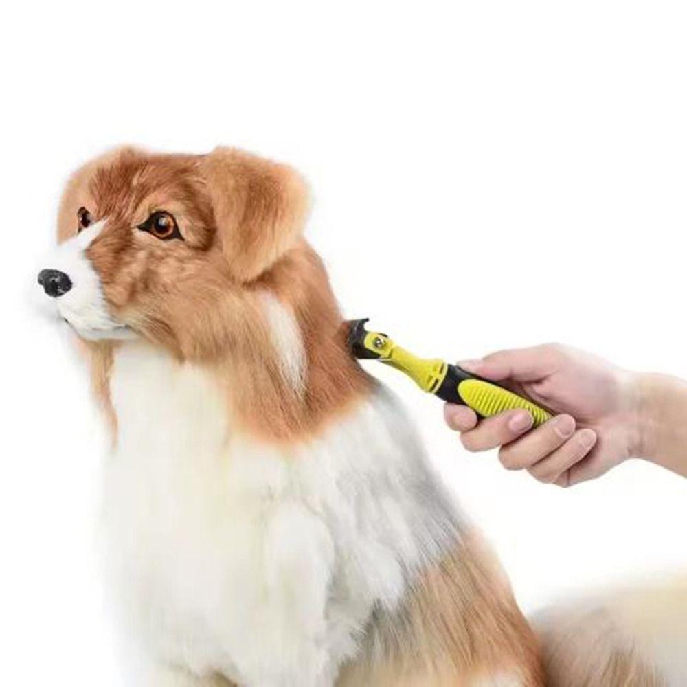 Comfortable Handle Undercoat Rake Comb Two-Sided Shedding Hair Remover Comb  For Dog Cat
