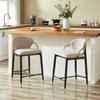 2-Piece Set Bar Stools in Light Brown Chenille, Height-Adjustable, Black-Gold Tall Chairs with Backrest & Leg Rest, Suitable for Kitchen Island & Bar