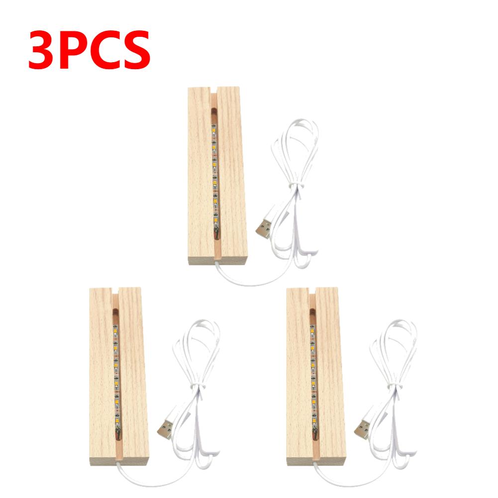 1-10PCS LED Wood Light Display Crystal Wooden Lighted Stand Acrylic Light Plate Base USB Wooden Base Desktop Decor Night Light