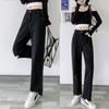 Female Pants Women Loose Casual Jeans Nine Points Wide Leg Ripped Raw Edge Trousers Plus Size