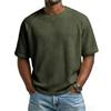 Herren Casual T-Shirt Waffelstrick Lockerer Schnitt T-Shirts für Mann Einfarbige Kurzarm-T-Shirts Übergroßer Schnitt Strukturierter Stoff Rundhalsausschnitt