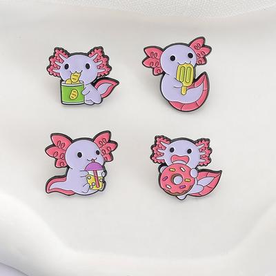 Creative Alloy Brooch Cute Axolotl Design Enamel Pin Badge Decorative Accessory for Clothing Bags Hats and Collectors