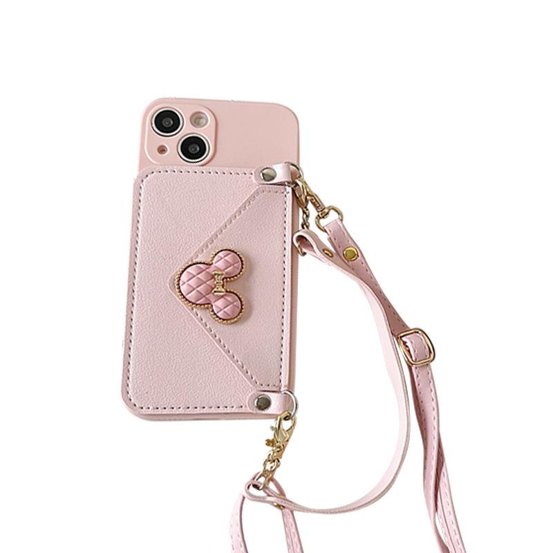 For Iphone16Promax Phone Case Apple 17 Crossbody Rope 13 Mickey Mouse Wallet 15/Xr Card Case 8