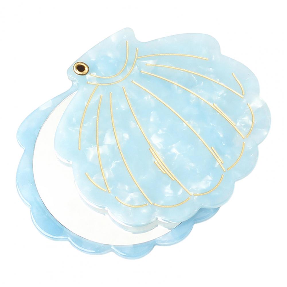 Espejo de Maquillaje de Concha de 7,5 cm Portátil de Viaje Plegable de Ácido Acético Espejo de Tocador Ligero para Mujeres Niñas Espejo Cosmético de Mano