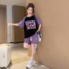 Girls Clothing Set Teenage Streetwear Outfits Suit Kids Summer Fashion Patchwork T-shirt + Shorts for 4 6 8 10 12 14 Years