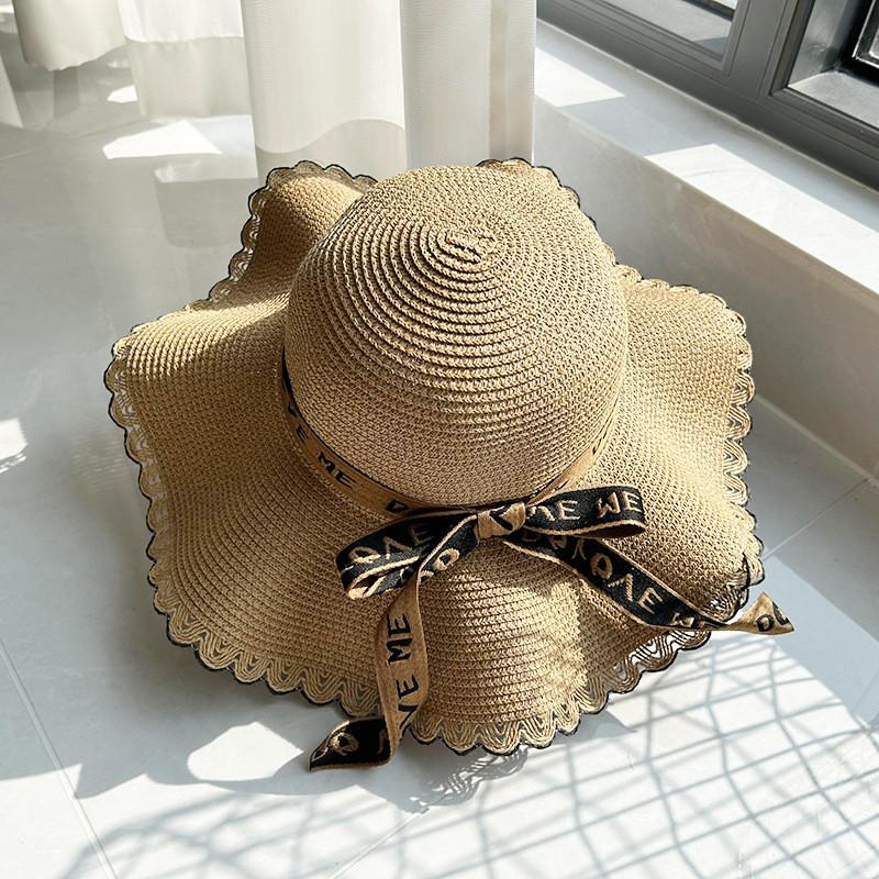Stylish Big Brimmed Straw Hat With Bow Perfect For Summer Travel And Vacation