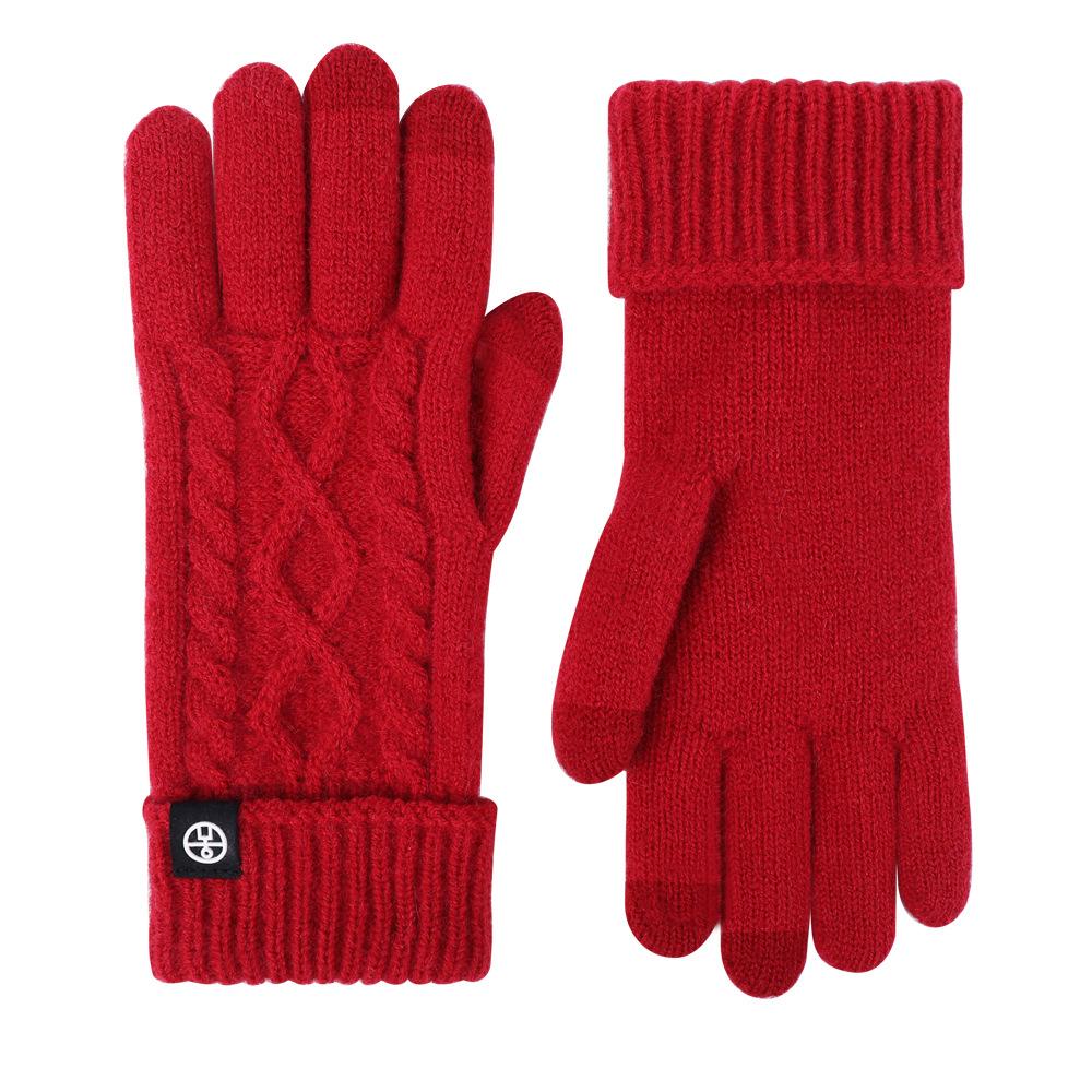 Knitted Gloves Warm and Cold Autumn and Winter Gloves for Cycling Yarn and Twisted Lengthened and Thickened Outdoor Touch Screen Gloves