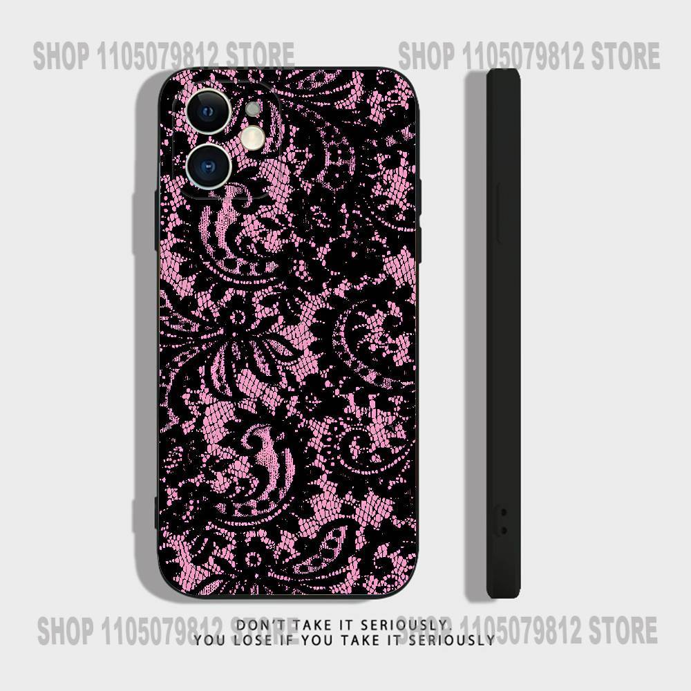 Black Lace Print New Hot Phone Case For iPhone 17 16,15,14,13,12,11,Pro,XS,Max,XR,Plus,Mini Soft Silicone Black Shockproof