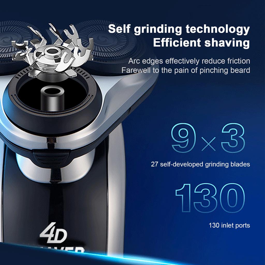 Electric Shaver for Men 3 Floating Heads Beard Razor Hair Clipper Facial Cleaner Massager Nose
