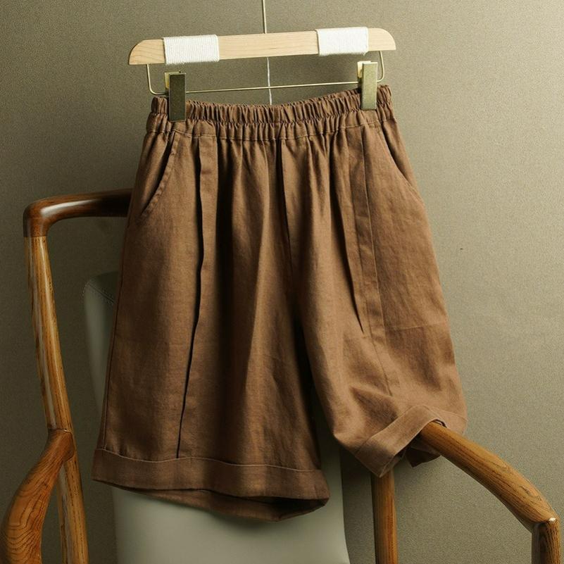 Cotton and Linen Wide-leg Pants Women's Spring and Summer Elastic High-waist Drape Casual Loose Large Size Meat-covering Straight Shorts
