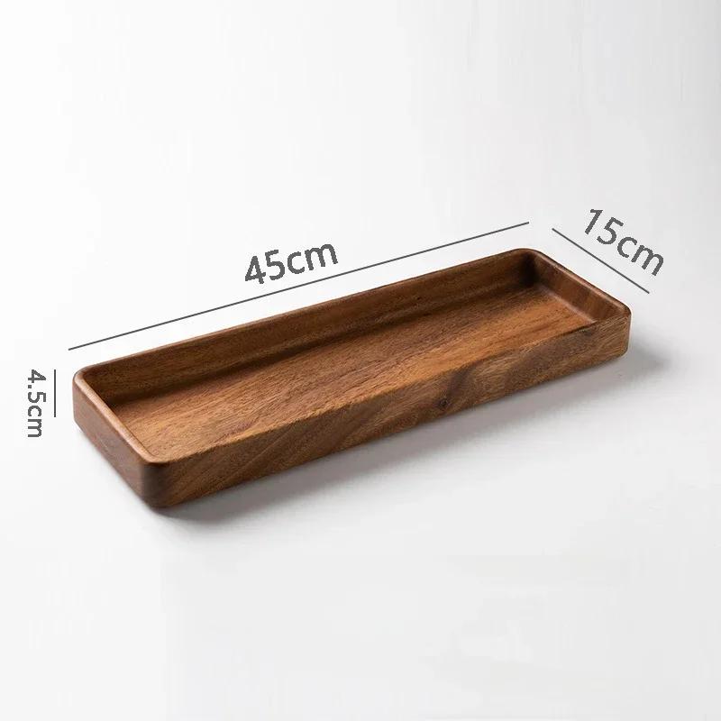 Breakfast Plate Rectangular Deep Plate Tray for Food Snack Dish Fruit Bowl Wooden Tableware Plates Trays Serving Dry Wood Dining