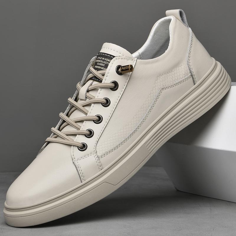 Fashion Autumn And Winter Men Genuine Leather Shoe Comfy Anti -Slip Casual Leather Flats Classic Trendy Versatile Outdoor Walking Shoes