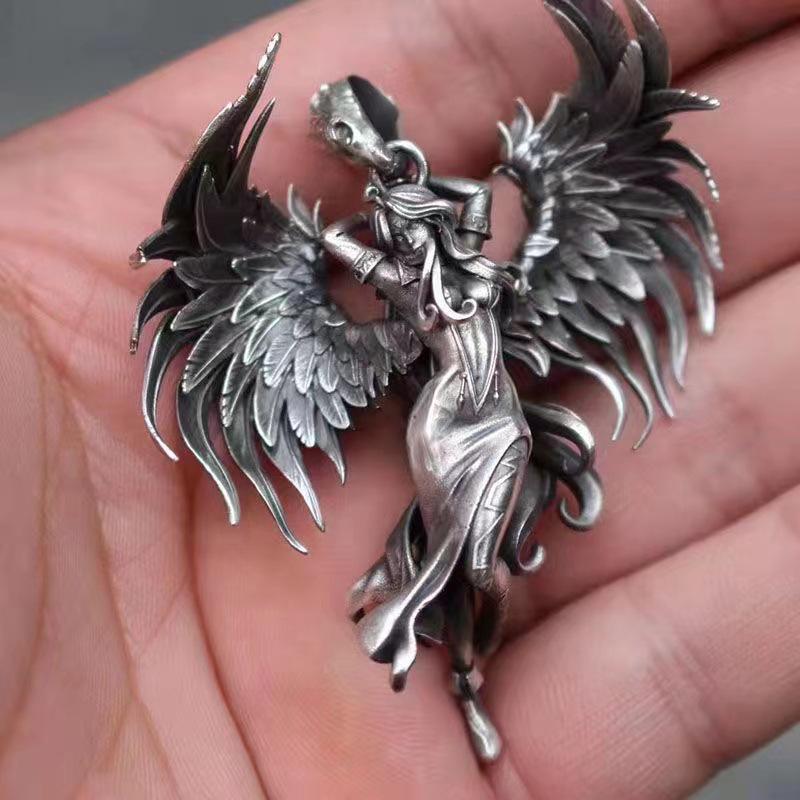 Unisex Retro Angel Wings Pendant Necklace - Punk Style & Couple Design