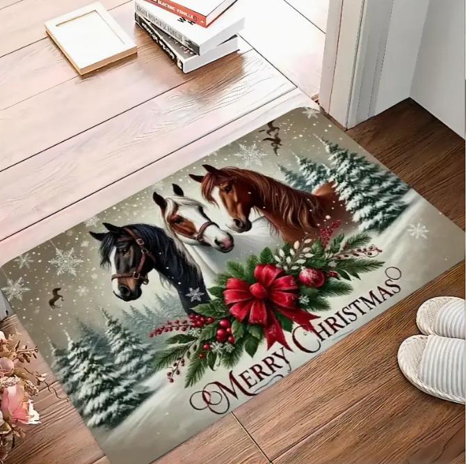 Christmas Themed Entrance Mat Anti Slip Mat Santa Claus Christmas Decoration Area Mat Merry Christmas Christmas Party Decor