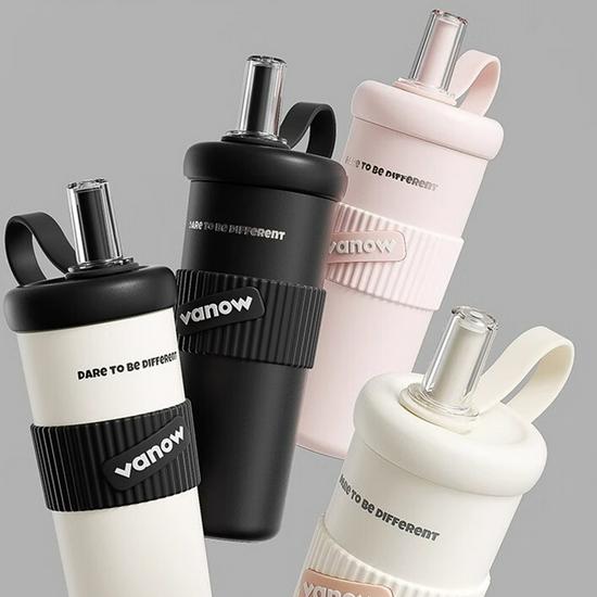 

Vanow Ceramic Lined Car Coffee Thermos with Straw