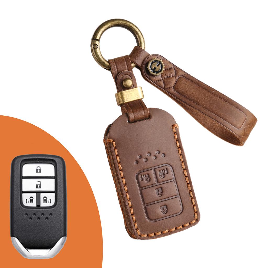 The key case is suitable for Honda key cover, Fit Civic Accord Crown car key cover, genuine leather.