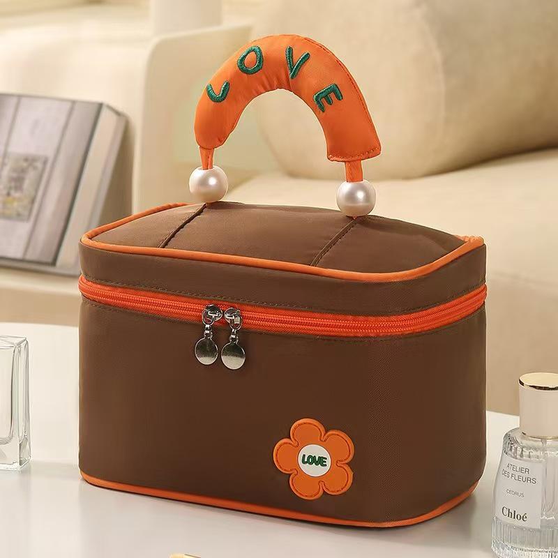 Large-Capacity Pearl Opening Cosmetic Travel Bag, Multifunctional Handheld Toiletry Storage
