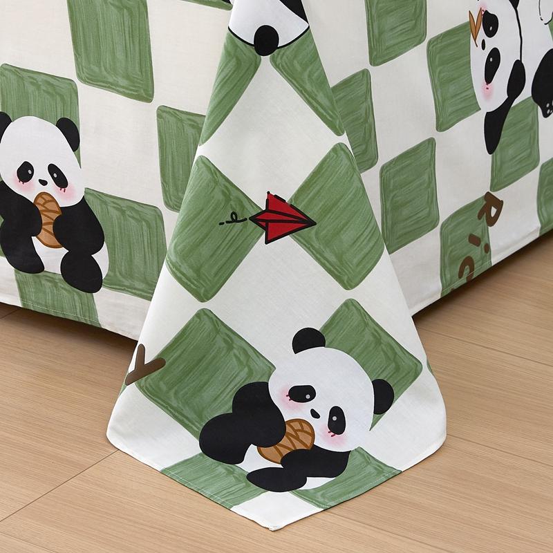 100% Cotton Bed Sheet  Cartoon Panda Animals Printed Double Top King Sheets for Girls Boys Kids Single Queen King Size Bed Linen