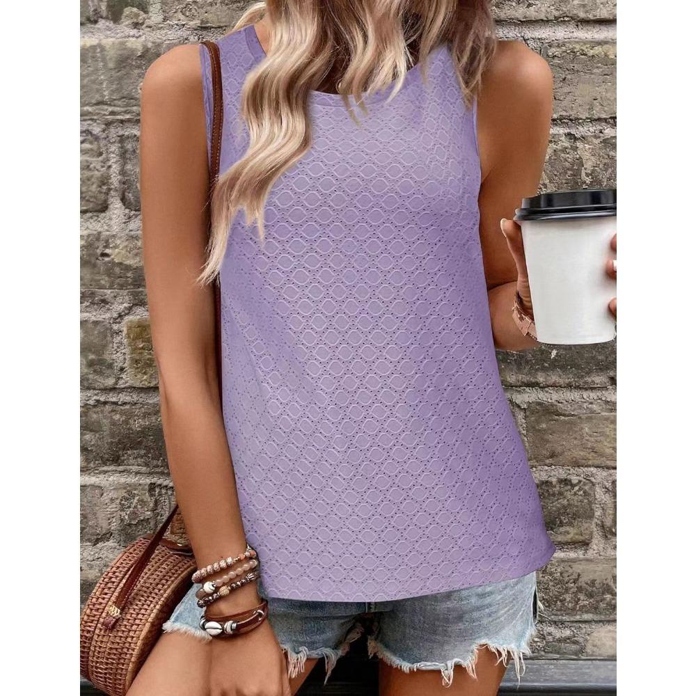 İlkbahar ve Yaz Yeni Yuvarlak Yaka Baskılı Atlet Tişört Kolsuz Üst