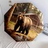 1 PC Automatic Folding Umbrella - Retro Brown Bear Pattern, Portable & Foldable Design with 8 Ribs, Christmas Birthday Gifts