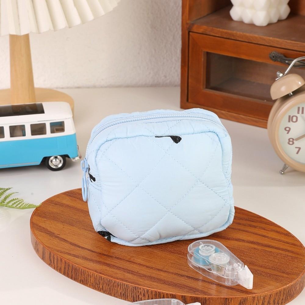 Quilted Cotton Sanitary Napkins Storage Bag Bow Large Capacity Coin Purse Coquette Women's Mini Clutch Bag for Women Girls