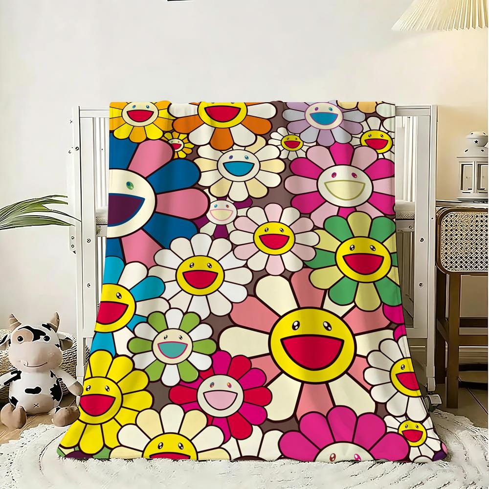 T-TakashiS M-MurakamiS Wurf Weiche Flanell-Kuscheldecke, Leichte Atmungsaktive Sommer-Nickerchen-Decke Für Zuhause Reisen Gemütliche Dekoration