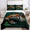 3pcs Tiger Print Bedding Set - 1 Duvet Cover + 2 Pillowcases(Core Not Included), Machine Washable Polyester yy251216155