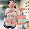 School bag, women's backpack, four-piece set, junior high school student backpack, campus college backpack.