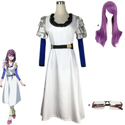 Anime Tokyo Ghoul Kamishiro Rize Cosplay Costume White Long Sleeves Dress Wig Glasses Adult Woman Sexy Carnival Suit