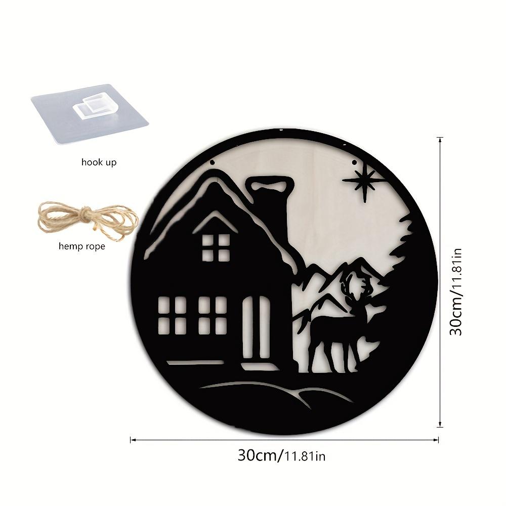 1pc Christmas Snowflake Christmas Elk Acrylic Wooden Double Wall Plaque, Home Party Decoration Wall Hangings