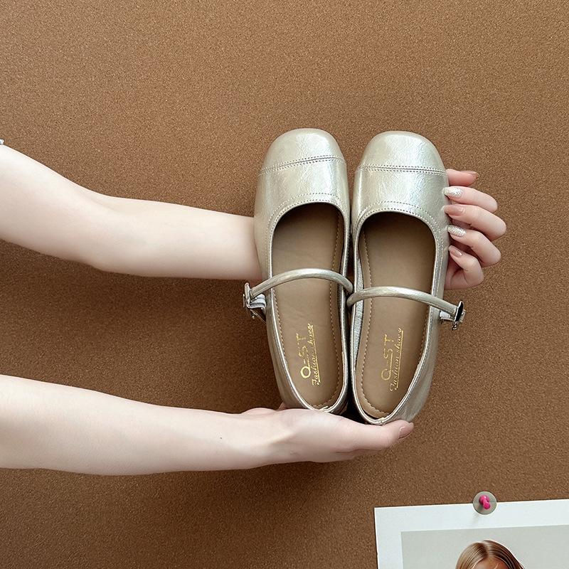 Stylish and versatile, simple one-button Mary Jane shoes, women's summer new round head with skirt flats