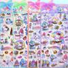 4pcs Kawaii Sanrio 3D Relief Stickers Cinnamoroll My Melody Crystal Decals Waterproof Cute Cartoon Jelly Sticker Toys Gifts