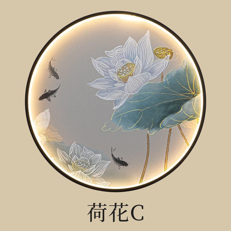 Chinese Style Wall Lamp Living Room Decoration with Light Crystal Porcelain Mural Home Decor Round Zen Free Wiring Porch Light