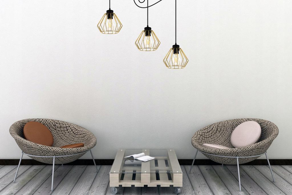 Golden Spider Ceiling Hanging Lamp, Wire Plafon
