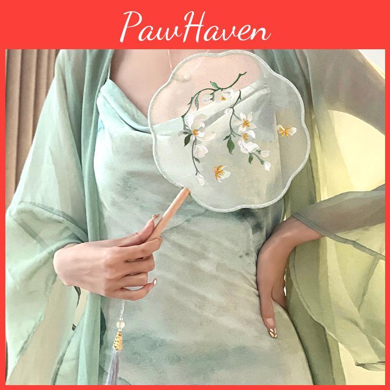 Fan Embroidery For Chinesestyle Round Hanfu And Qipao