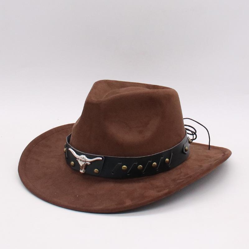 

Wholesale Western Denim Felt Hat Top Hat Curved Brim Jazz Hat Vacation Outdoor Hat Cross-Border European And American Denim Hat one size fits all (j peach bull)