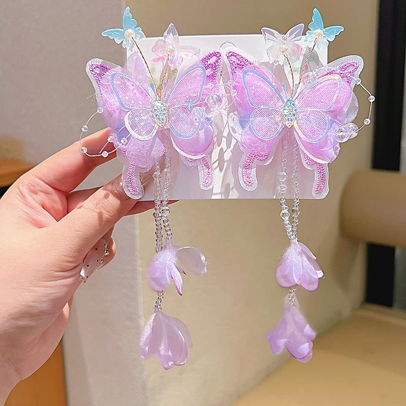 Chinese Style Hanfu Hairpin Set for Girls - Includes Hair Clips, Swaying Tassels, and Butterfly Accessories