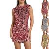 Rochie Bodycon Fără Mâneci cu Paiete Lungime Mini Gât Rotund Rochie de Petrecere Clubwear Design Elegant Fit and Flare pentru Femei